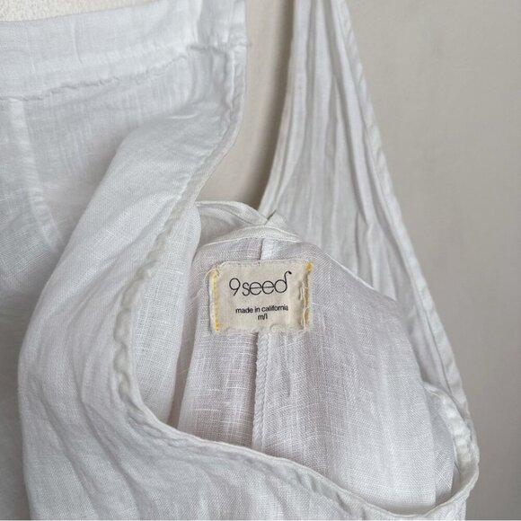 9Seed Womens M/L White Cotton Latigo Cropped Overalls - Picture 9 of 14